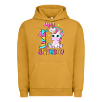 Pigment Peanut Butter my 1 st birthday with little cute unicorn Urban Hoodie - NancyCooperArtShop