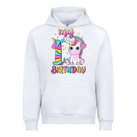 White my 1 st birthday with little cute unicorn Urban Hoodie - NancyCooperArtShop
