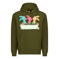 Army Green easter bunny trio Premium Hoodie - MaliasSmallBusiness