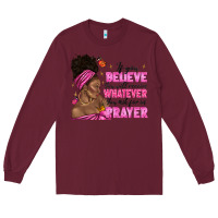 Burgundy afro woman bun and religion faith prayer Long Sleeve Tee - texasbilliewilder
