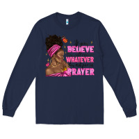 Navy afro woman bun and religion faith prayer Long Sleeve Tee - texasbilliewilder