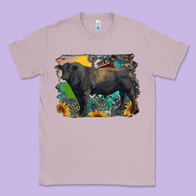 Black Angus Bull With Aztec And Farm Background Classic Tee Designed By Ranaportraitstore