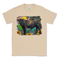 Mushroom black angus bull with aztec and farm background Classic Tee - RanaPortraitStore