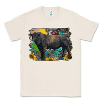 Natural black angus bull with aztec and farm background Classic Tee - RanaPortraitStore