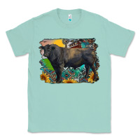 Seafoam black angus bull with aztec and farm background Classic Tee - RanaPortraitStore