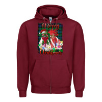 Burgundy christmas roosters with background Zipper Hoodie - RanaPortraitStore