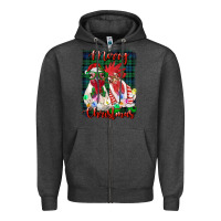 Charcoal Heather christmas roosters with background Zipper Hoodie - RanaPortraitStore