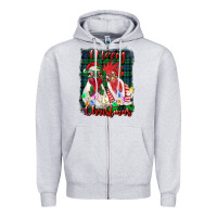 Heather Grey christmas roosters with background Zipper Hoodie - RanaPortraitStore