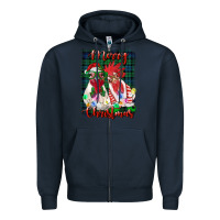 Navy christmas roosters with background Zipper Hoodie - RanaPortraitStore