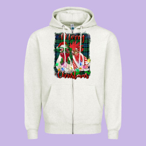 Christmas Roosters With Background Zipper Hoodie Designed By Ranaportraitstore