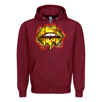 Burgundy softball lips Zipper Hoodie - Zillion Design Studio
