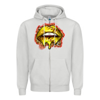 Dove Grey softball lips Zipper Hoodie - Zillion Design Studio