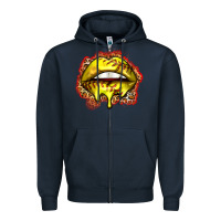 Navy softball lips Zipper Hoodie - Zillion Design Studio