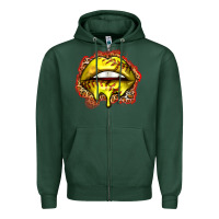 Sports Green softball lips Zipper Hoodie - Zillion Design Studio