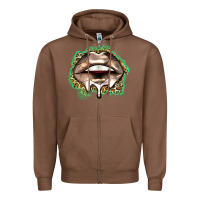Chestnut soccer lips Zipper Hoodie - Zillion Design Studio