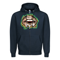 Navy soccer lips Zipper Hoodie - Zillion Design Studio