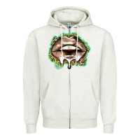 Oatmeal Heather soccer lips Zipper Hoodie - Zillion Design Studio