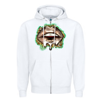 White soccer lips Zipper Hoodie - Zillion Design Studio
