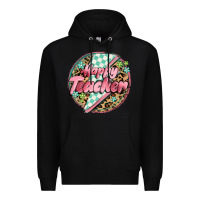 Black happy teacher lighting bolt Premium Hoodie - MaliasSmallBusiness