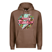 Chestnut happy teacher lighting bolt Premium Hoodie - MaliasSmallBusiness