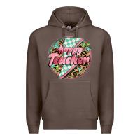 Coffee happy teacher lighting bolt Premium Hoodie - MaliasSmallBusiness