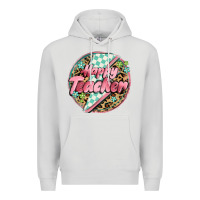 Dove Grey happy teacher lighting bolt Premium Hoodie - MaliasSmallBusiness