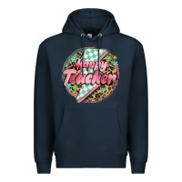 Navy happy teacher lighting bolt Premium Hoodie - MaliasSmallBusiness