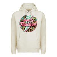 Oatmeal Heather happy teacher lighting bolt Premium Hoodie - MaliasSmallBusiness