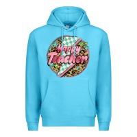 Ocean Blue happy teacher lighting bolt Premium Hoodie - MaliasSmallBusiness