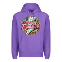 Purple happy teacher lighting bolt Premium Hoodie - MaliasSmallBusiness