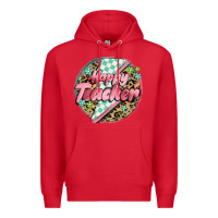 Red happy teacher lighting bolt Premium Hoodie - MaliasSmallBusiness