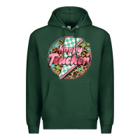 Sports Green happy teacher lighting bolt Premium Hoodie - MaliasSmallBusiness