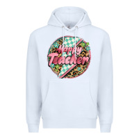White happy teacher lighting bolt Premium Hoodie - MaliasSmallBusiness