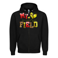 Black my heart is on that field softball Zipper Hoodie - Zillion Design Studio