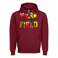 Burgundy my heart is on that field softball Zipper Hoodie - Zillion Design Studio