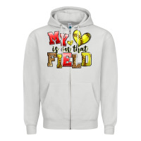 Dove Grey my heart is on that field softball Zipper Hoodie - Zillion Design Studio