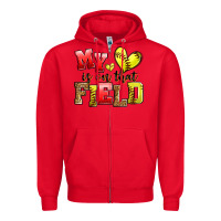 Red my heart is on that field softball Zipper Hoodie - Zillion Design Studio