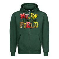 Sports Green my heart is on that field softball Zipper Hoodie - Zillion Design Studio