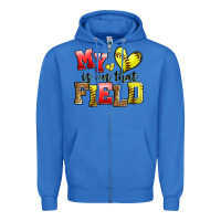 True Royal my heart is on that field softball Zipper Hoodie - Zillion Design Studio