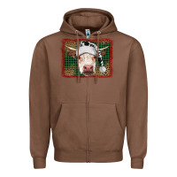 Chestnut christmas cow with background Zipper Hoodie - RanaPortraitStore