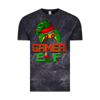 Cloud Black Christmas gamer elf Vintage Tee - BarkalooDesign