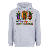 Heather Grey our lady of guadalupe happy hallothanksmas Heavyweight Hoodie - JahusDesignShop