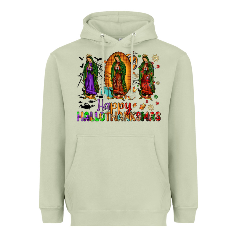 Our Lady Of Guadalupe Happy Hallothanksmas Heavyweight Hoodie by JahusDesignShop | Teevron
