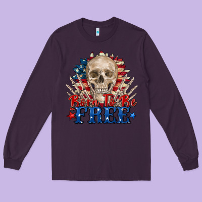 Born To Be Free Skeleton Long Sleeve Tee Designed By Zillion Design Studio