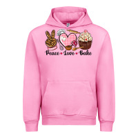 Fuchsia Pink peace love bake Urban Hoodie - NancyCooperArtShop