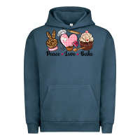 Pigment Midnight Navy peace love bake Urban Hoodie - NancyCooperArtShop