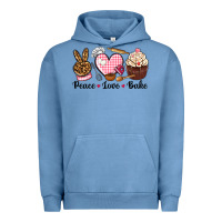 Pigment Pebble Blue peace love bake Urban Hoodie - NancyCooperArtShop