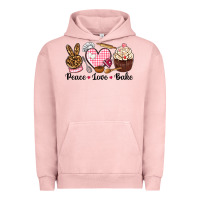Pigment Salmon peace love bake Urban Hoodie - NancyCooperArtShop