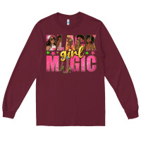 Burgundy black girl magic with afro black women Long Sleeve Tee - texasbilliewilder