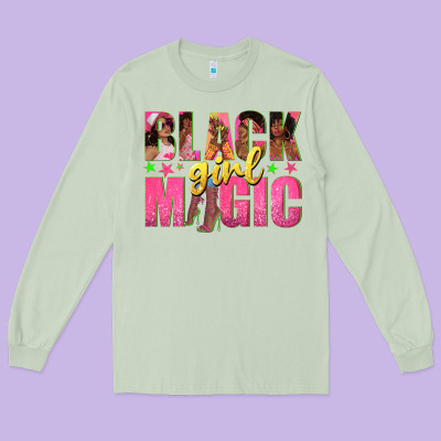 Long Sleeve Tee black girl magic with afro black women